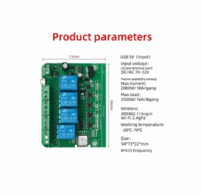 WiFi Inching Relay Momentary-Self-Locking-Interlock Switch Module (ST-DC4)