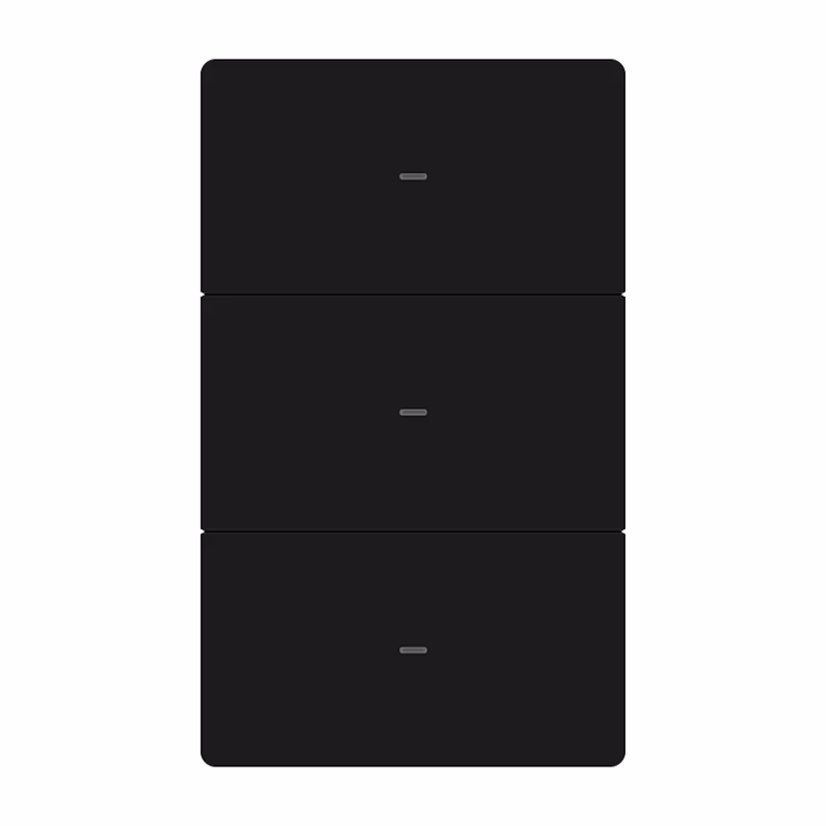 SmartPad Tactile Light Switch 3 Gang Black