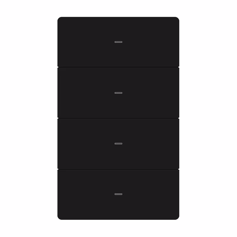 SmartPad Tactile Light Switch 4 Gang Black