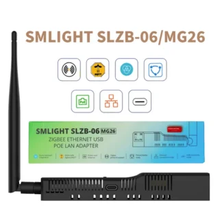 SMLIGHT SLZB-06MG24 Zigbee 3.0 PoE Ethernet USB WiFi coordinator adapter with +5dB antenna and EFR32MG24 chip for smart home automation