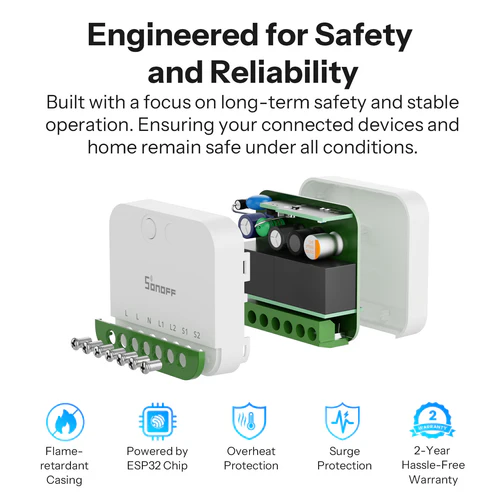 SONOFF MINI DUO 2-Gang Matter WiFi Smart Switch MINI-2GS compact dual channel module
