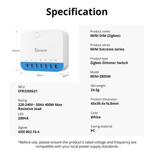 SONOFF MINI-ZBDIM Extreme Zigbee Dimmer Switch module compact design