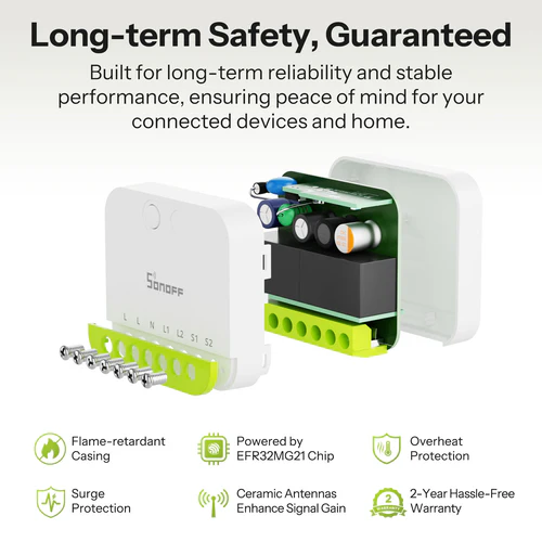 SONOFF MINI DUO 2-Gang Zigbee Smart Switch MINI-ZB2GS dual load relay for smart lighting