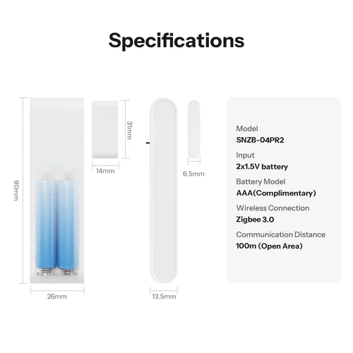 SONOFF SNZB-04PR2 SenseGuard DW Gen2 Zigbee Door Window Sensor with tamper alert