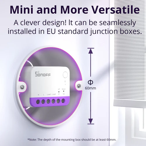 SONOFF MINI-RBS Smart Roller Shutter Switch for motorized curtains and blinds with percentage control