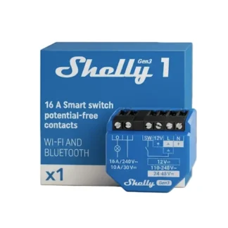 Close-up of Shelly 1 Gen3 Gen3 smart switch with potential-free contacts