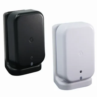 Shelly Presence Gen4 White and black mmWave presence sensor front view with stand