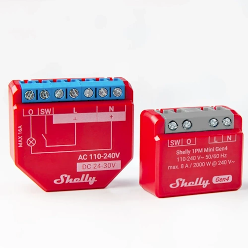 Close-up of Shelly 1PM Mini Gen4 Gen4 smart switch with energy metering