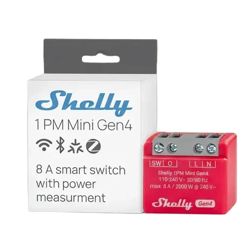 Close-up of Shelly 1PM Mini Gen4 Gen4 smart switch with energy metering